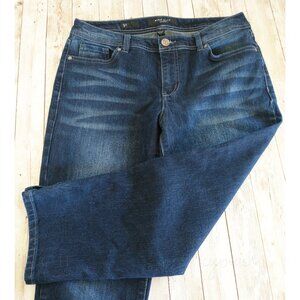 Nine West Karen Floral Denim Capris Size 8 Embellished Mid Rise Jeans Classic